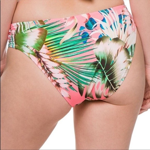 NEW La Blanca Tropical Rain Palm Print Bikini Bottoms Size 14 - Picture 3 of 5